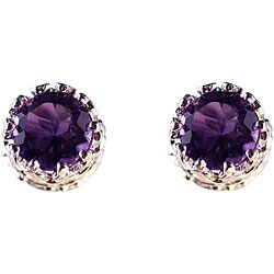 Diamante di Uomo Sterling Silver Amethyst Stud Earrings