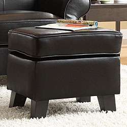 Noho Dark Brown Bi-cast Leather Ottoman