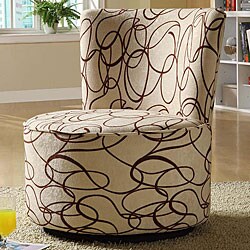 Moda Brown Swirl Print Round Swivel Chair