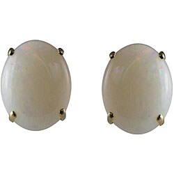 10k Yellow Gold Oval-cut Opal Stud Earrings