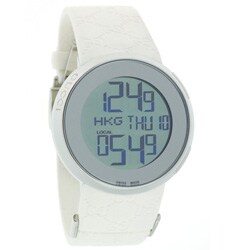 Gucci Men's Stainless Steel Case White Rubber Strap Digital Watch
