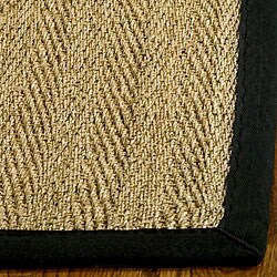 Hand-woven Diamonds Natural/ Black Seagrass Runner (2'6 x 16')