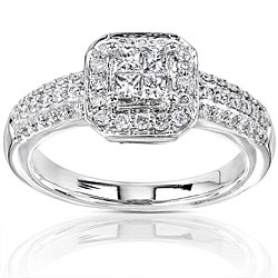 14k Gold 1/2ct TDW Diamond Princess Cut Halo Engagement Ring (H-I, I1-I2)