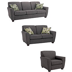 Mirage 3-piece Grey Fabric Sofa, Loveseat, and Chair Set