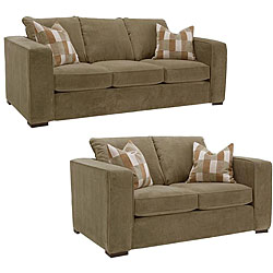 Palazzo 2-piece Sage Velvet Sofa and Loveseat Set