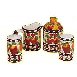 Fruit Delight Hand-painted 4-piece Counter Top Set