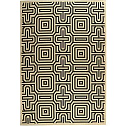 Indoor/ Outdoor Matrix Sand/ Black Rug (9'2 x 12'6)