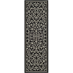 Indoor/ Outdoor Resorts Black/ Sand Runner (2'4 x 9'11)