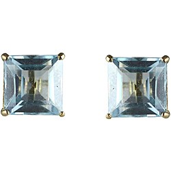 10k Yellow Gold 6-mm Square Aquamarine Stud Earrings