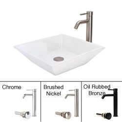 Fontaine Vessel Faucet and Square Porcelain Sink Combo