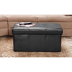 Nottingham Black Bonded Leather Storage Ottoman Bench