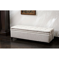 Brighton White Linen Storage Ottoman