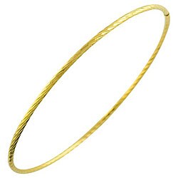10k Yellow Gold Diamond-cut 2-mm Slip-on Bangle