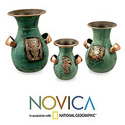 Set of 3 'Inca Images' Bronze Vases (Peru)