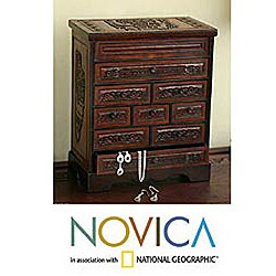 Mohena Wood and Leather 'Our Ancestors' Jewelry Box (Peru)