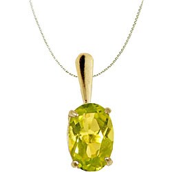 10k Yellow Gold Basket-set Oval Peridot Necklace