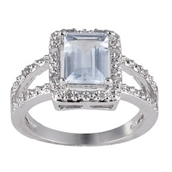 Sterling Silver BlueTopaz and 1/10ct TDW Diamond Ring (J-K, I2-I3)