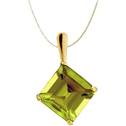 10k Yellow Gold Square Peridot Necklace