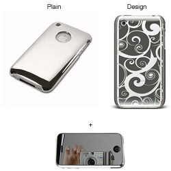 Ultra-Thin Silver Metallic Finish Case w/ Mirror Screen Protector for iPhone 3G/ 3GS