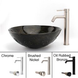 Fontaine Faucet and Olive Swirls Vessel Bathroom Sink Combo