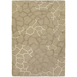 Hand-tufted Garden Beige Wool Rug (5'6 x 7'9)