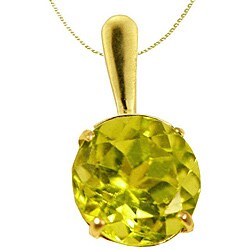 10k Yellow Gold Basket-set Round Peridot Necklace