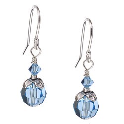 Charming Life Sterling Silver March Birthstone Aqua Crystal Earrings