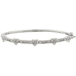 Sterling Silver 1/4ct TDW Diamond Heart Bangle Bracelet (J-K, I3)