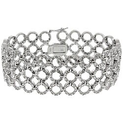 Sterling Silver 1ct TDW Diamond 3-row Circle Link Bracelet (J-K, I3)