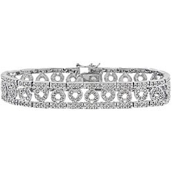 Sterling Silver 1/2ct TDW Diamond Heart Link Bracelet (J-K, I3)