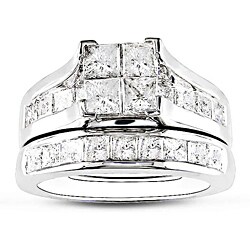 14k White Gold 2ct TDW Diamond Princess Cut Bridal Ring Set (H-I, I2-I3)