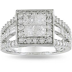 14k White Gold 1 1/2ct TDW Diamond Halo Engagement Ring (H-I, I2-I3)