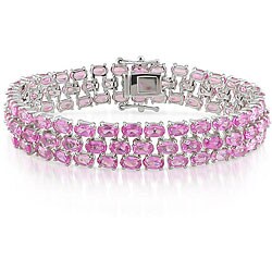 Sterling Silver Created Pink Sapphire Bracelet