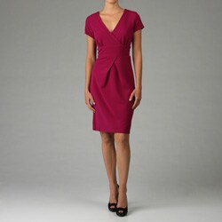 Tiana B. Women's Ottoman Surplice Neckline Cap Sleeve Dress