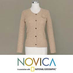 Alpaca Wool 'Beige Nature' Sweater (Peru)