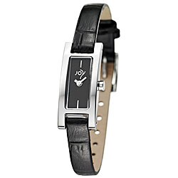 Joy Women's Rectangulares Tamano Black Strap Watch