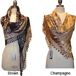 Embroidered Silk Beaded Shawl 