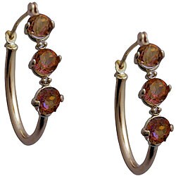10k Yellow Gold Round-cut Twilight Mystic Topaz and Diamond Hoop Earrings