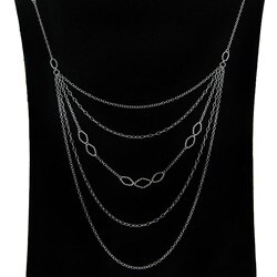 Sterling Silver Multi-strand 24-inch Runway Necklace (1 mm)