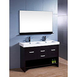 Citrius Espresso Double Sink Bathroom Vanity with Faucets and Mirror