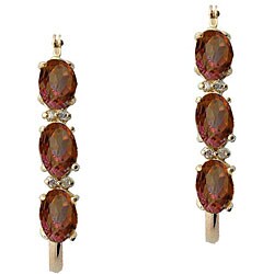 10k Gold Bodacious Reflection Topaz and Diamond Accent Hoop Earrings