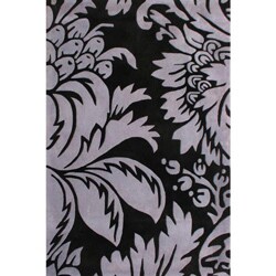 Hand-tufted Alexa Pino Collection Floral Grey Rug (5' x 8')