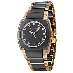 Wittnauer Men's Black Ceramic and Rose Gold Diamond-accent Watch