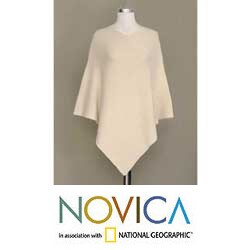 Alpaca Wool 'Sweet Cream' Poncho (Peru)