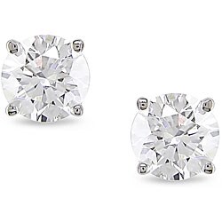 14k White Gold 3/4ct TDW Certified Diamond Solitaire Earrings (G-H, VS2)