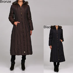 Anne Klein Women's Long Down Piped Coat