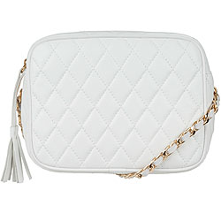 Made in Italy Patent Leather White Quilted Leather Shoulder Bag