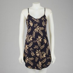 Illusions Women's Navy Floral Georgette Chemise and Thong Set
