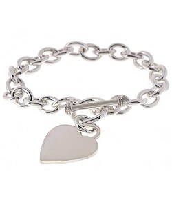 Sterling Essentials Sterling Silver 7.5-inch Heart Toggle Bracelet