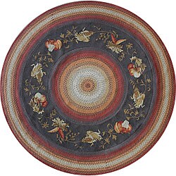 Hand-hooked Country Black Kitchen Rug (7'10 Round)